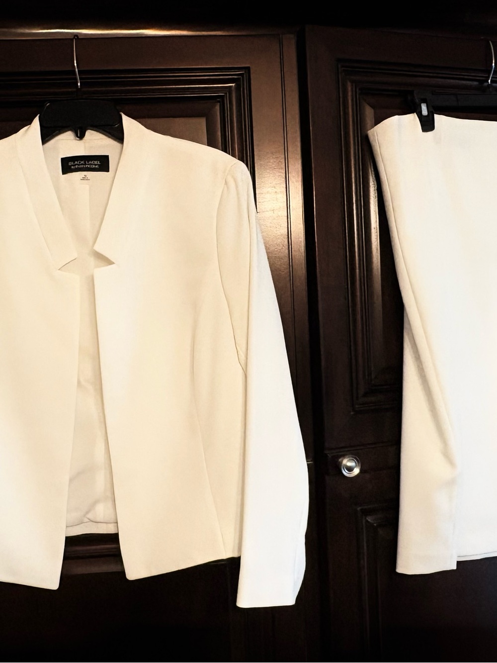 Evan Picone white Collarless Blazer Jacket and skirt